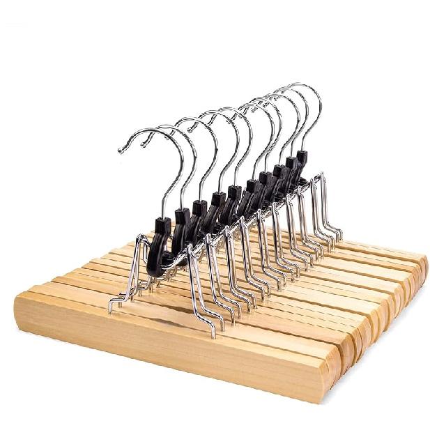 Nature Smile Wooden Pants Skirt Hangers Smooth Finish Solid Wood Non Slip Jeans Slack Clamp Hangers Hair Extension Hangers 10 Pack Cherry естественный 8490₽
