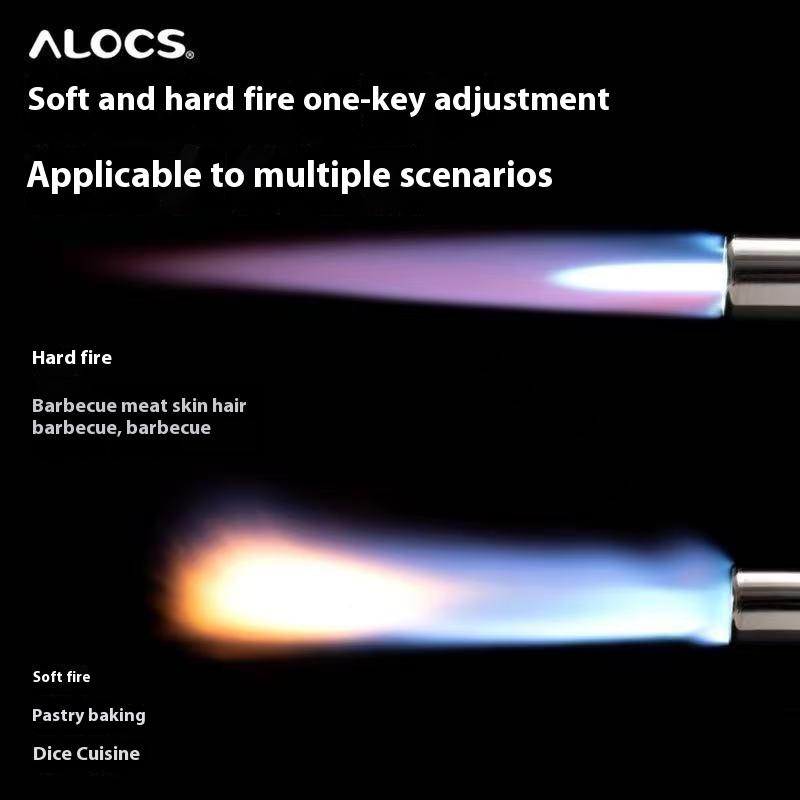 ALOCS Outdoor Camping Green 1300°C Portable Vaporizer - Adjustable Soft/Hard Flame, Electronic Ignition for Cooking and Lighting