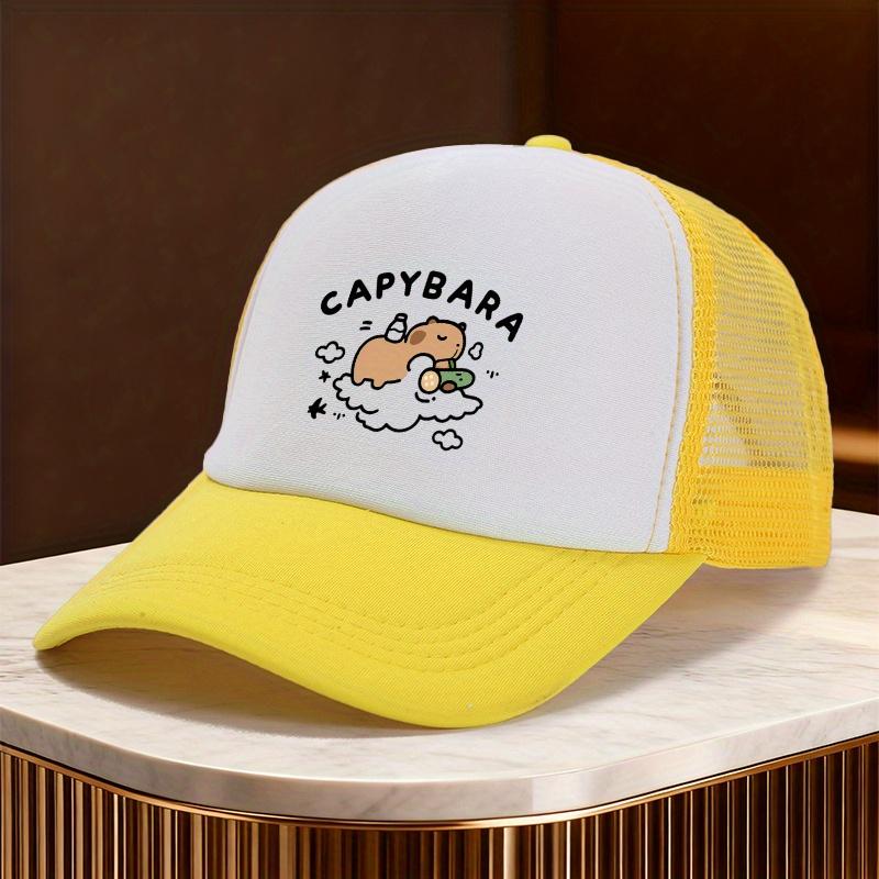 Capybara Sleeping on Cloud Graphic Trucker Hat Polyester Mesh Baseball Cap Casual Gift