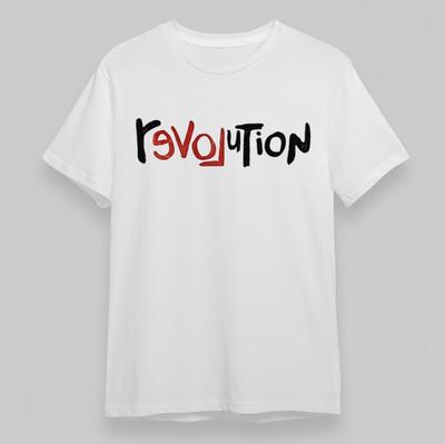 T-shirt classique pour homme Edgy Revolution, imprimé police vieillie, coton, grandes tailles