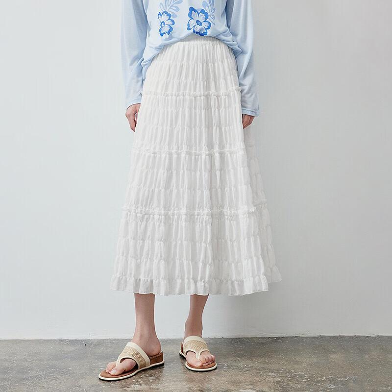 Women's Wrinkled Bubble Texture Tiered Skirt