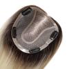 HAIRCUBE Light Blonde 14 Inch Human Hair Toppers with Dark Roots for Women 4 Clips Pieces with Thinning Hair In Mono Lace Base Toppers
