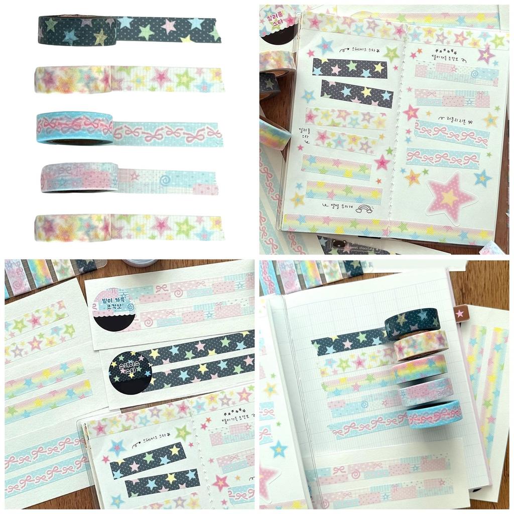 Star Pattern Decorative Tape Aesthetic Masking Tape for Scrapbooking Journal Notebook Photo Frame Phone Case Packaging
