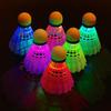 LED Badminton, 6 Pieces Badminton Light Up Shuttlecock, LED Badminton Ball Shuttlecock, Nylon Badminton with Great Stability and Durability for Indoor