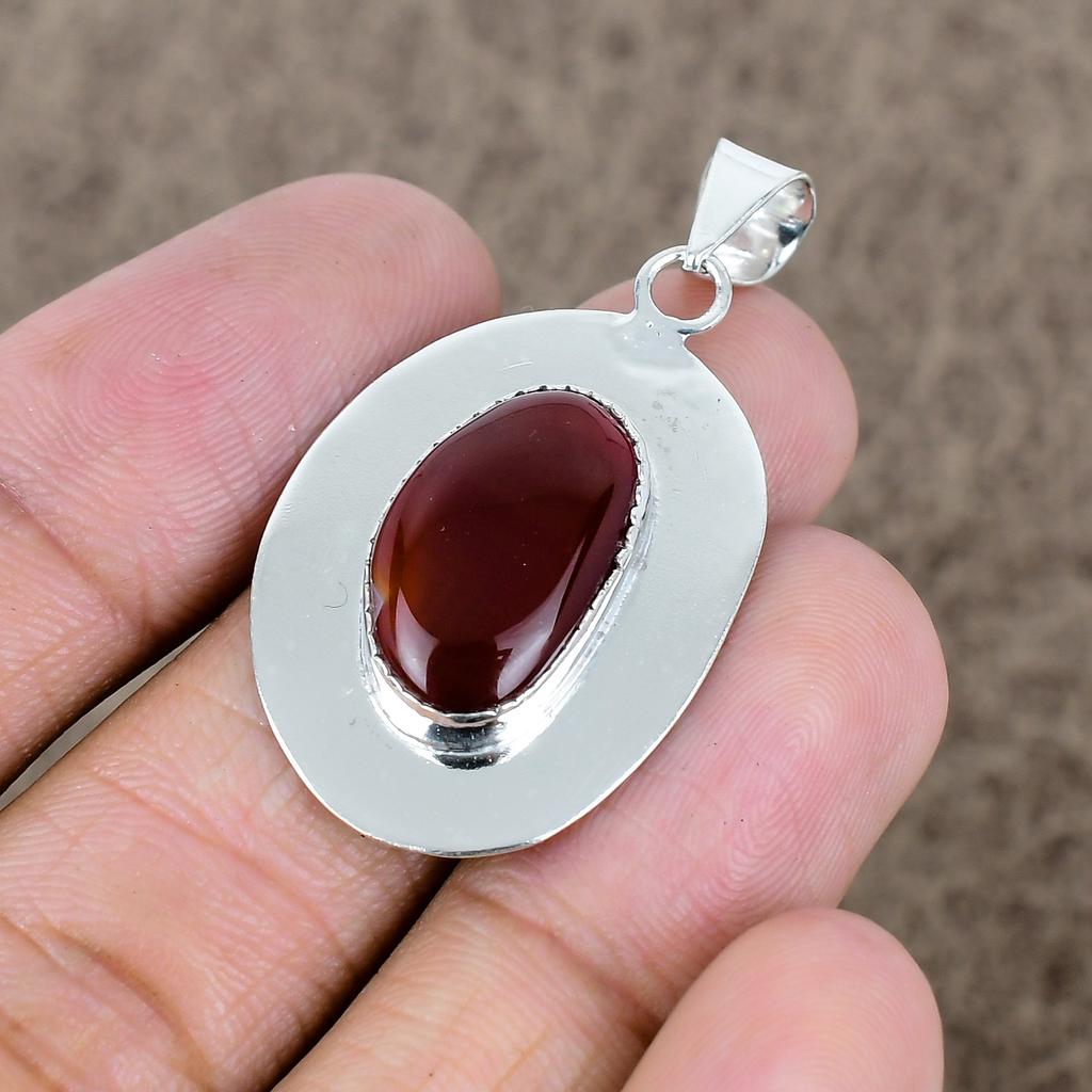 Carnelian Gemstone Handmade 925 Sterling Silver Jewelry Pendant 1.69" KKG-738
