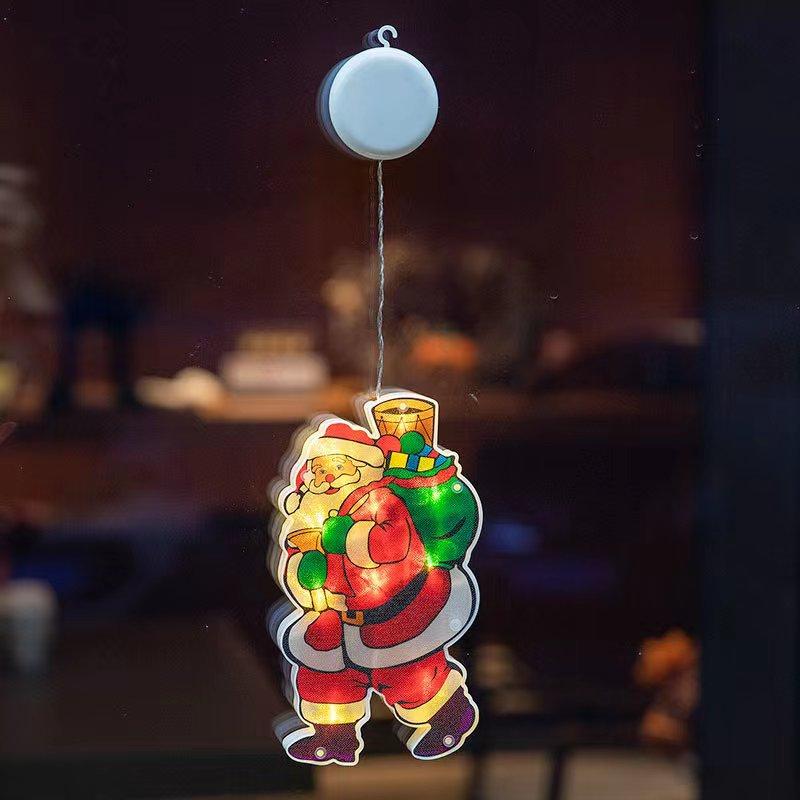 1pc Christmas Hanging LED Sucker Lamp Light Santa Claus Snowman Holiday Window Display Year Decoration Xmas Party Supply