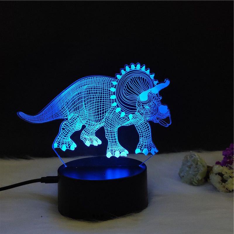 Led 3d Night Light Color Changing Touch Switch Dinosaur Shape Lamp Gift Kids