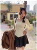 Lace-Trim Patchwork Knit Sweater: Women's Slim-Fit Low Collar Top for Autumn & Winter.