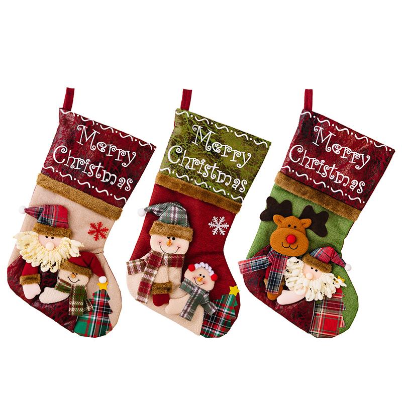 Christmas Stocking Classic Large Stockings Santa, Snowman, Reindeer Xmas Character For Family Holiday Christmas Party Decoration
