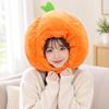 Soft Pumpkin Headpiece OneSize 3D Head Cover with Leaf Detail Headwear for Stage