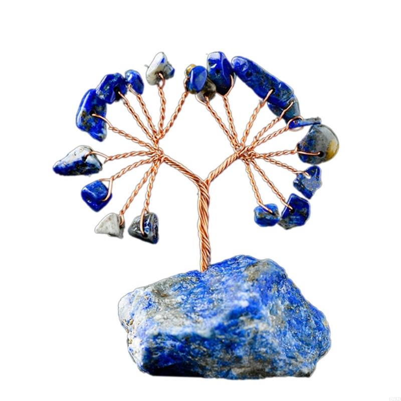 62KD Unique Crystal Sculpture Handmade Crystal Money Tree for Good Luck Wealth Health Figurine OnNatural Stone Base