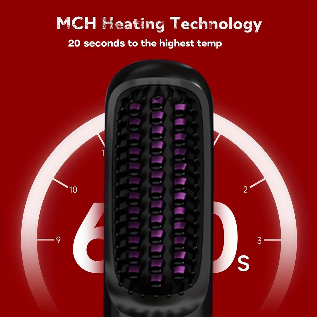 Portable Wireless Hair Straightener USB Rechargeable Fast Heating 3-Speed Temperature Control And Anti-Scalding