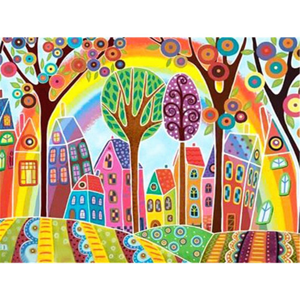 

Полный дрель алмазная живопись дом картина горный хрусталь 5D алмазная вышивка пейзаж город ремесленный комплект украшение дома Full Round 20X30CM розовый