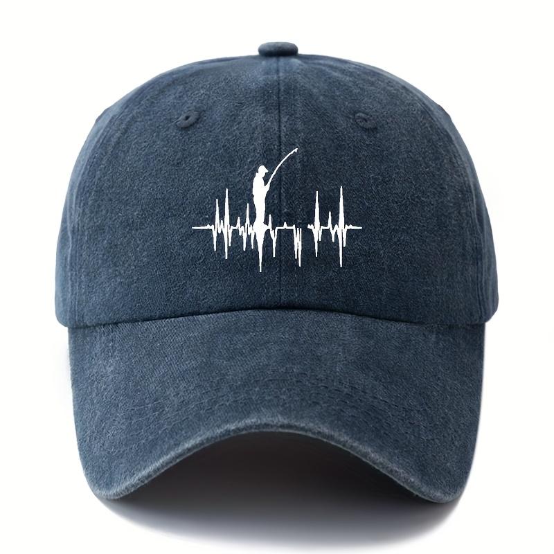 Printed fishing pattern curved eave outdoor sun protection lightweight duckbill cap casual baseball cap suitable for vacation