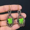 Copper Green Turquoise Handmade Copper Wire Wrap Earring 2.8 M7p61