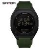 SANDA 6303 Daily Fashion Men's Digital Watch TPU Strap ABS Case Waterproof Casual Sporty Male Multifunction Timepiece Clock Gift