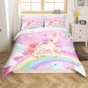 Cute Rainbow Unicorn Three-piece Quilt Cover 3D Digital Printing Bedding Set Bed Cover