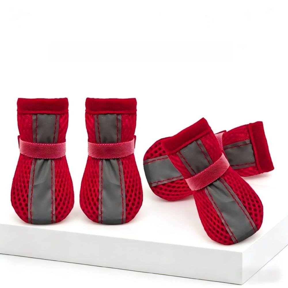 4PCS/SET Non-Slip Dog Shoes Breathable Pet Paw Protector Durable Pet Booties for Pets