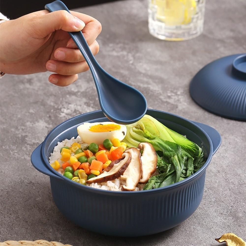 1L Capacity Plastic Rice Bowl with Lids Soup Bowls Durable Instant Noodle Bowls Hot Rice