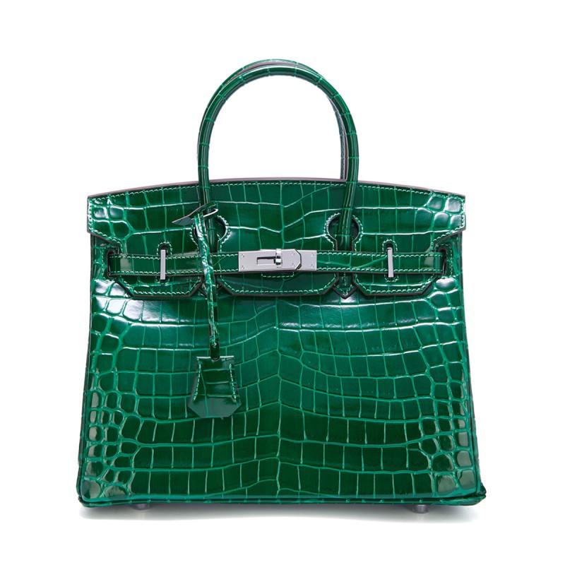 Fashion Genuine Leather Handbag Glossy Crocodile Shoulder Crossbody Bag