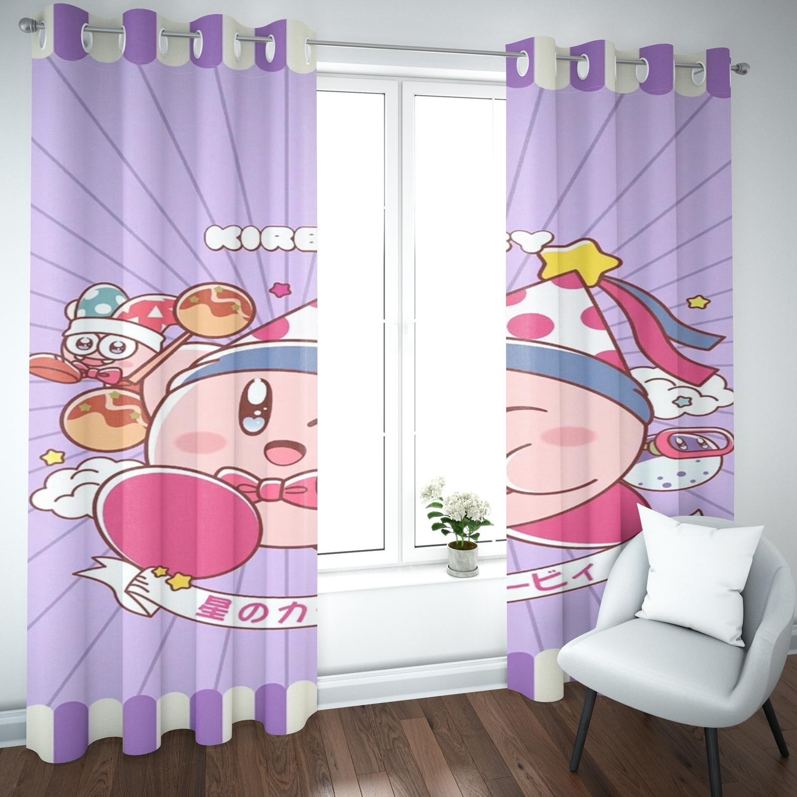 

Kirby Cartoon Curtain Residence Cute Printing Light Filtering Window Drapes Living Room Children Bedchamber Style Decorationation Window Blackout 100x140