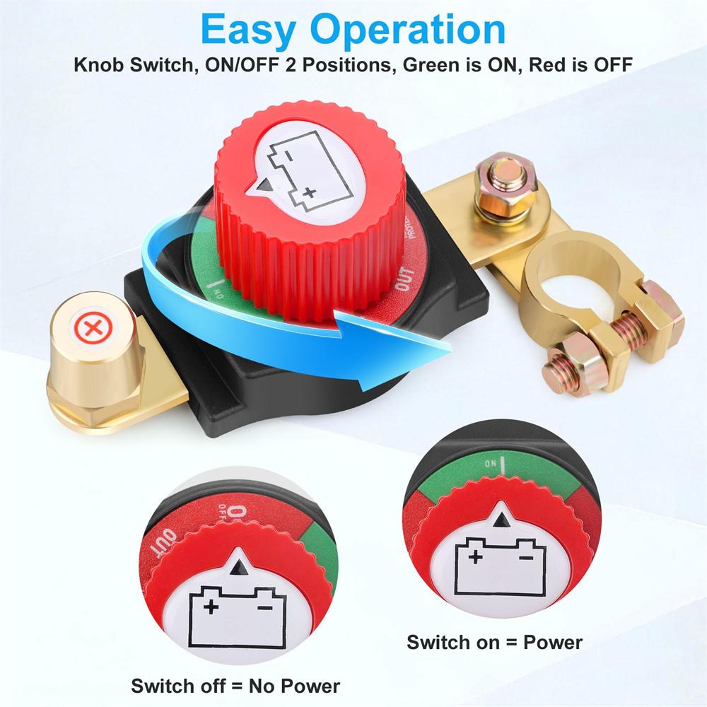 Top Post Battery Disconnect Switch 12-48V Car RV Marine Battery Cut-Off Isolator
