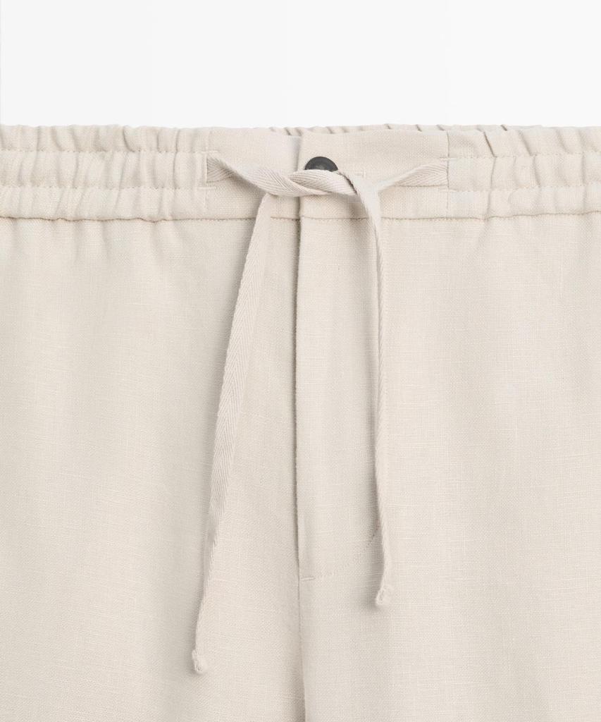 Masimodutti Total Look Waist Detail Linen Pants