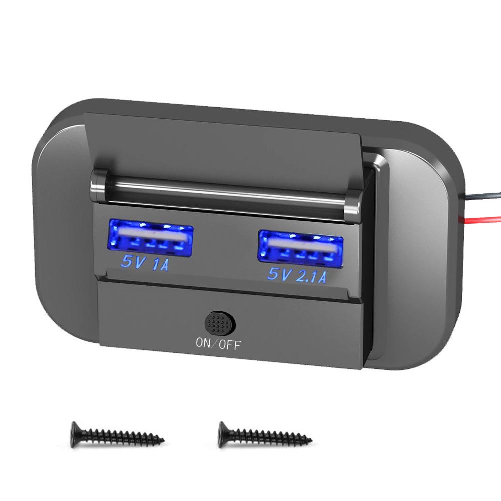 Quick Charge PD Type C Dual USB Ports Car Bus Charger Socket Adapter 12V/24V USB Power Panel With Swith For Marine Motorcycles