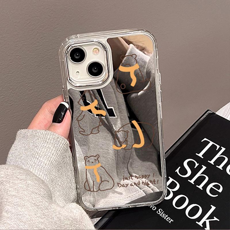 Handyhüllen für iPhone 11 13 XR 15 Pro Max 12 14 Pro Max Hülle iPhone 16 XS Max Spiegel Schutzhülle Mirror Exquisite Cartoon Wasserdicht
