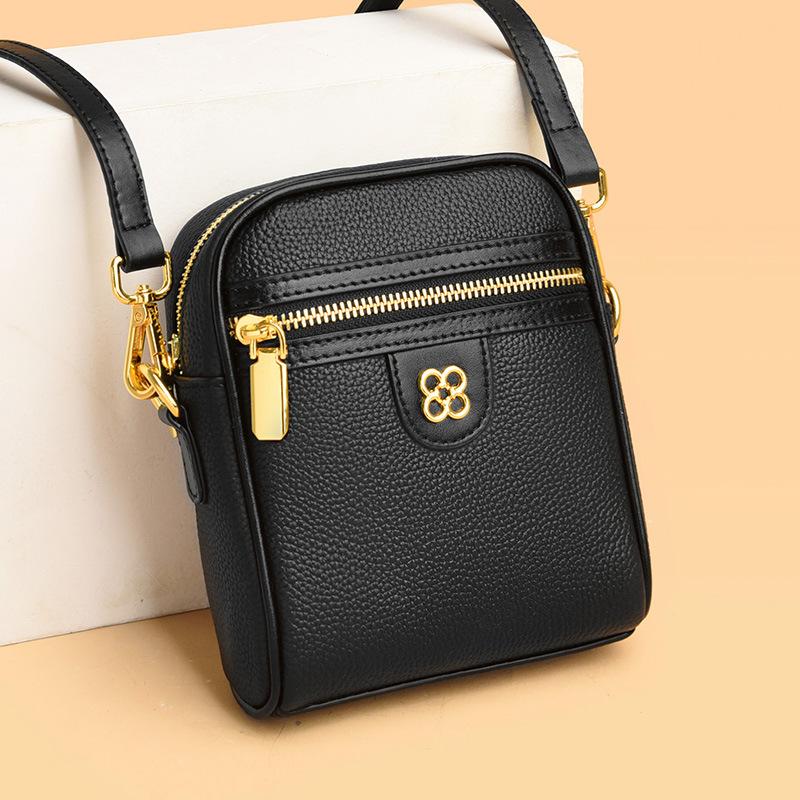 

Женская простая и модная сумка через плечо на одно плечо для небольшой группы, сумка для телефона из воловьей кожи one size чёрный