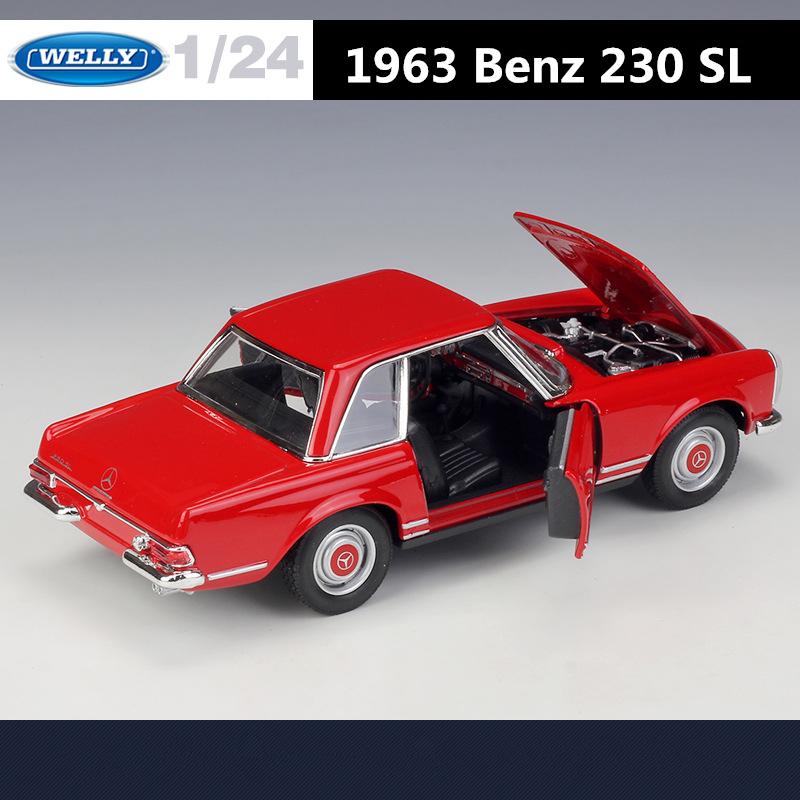 Welly 1/24 Mercedes-Benz 230SL Alloy Sports Car Model Diecast Metal Classic Retro Old Car Vehicle Model Simulation Kids Toy Gift