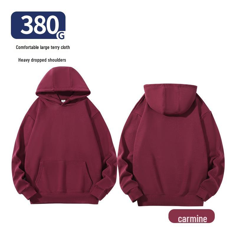 Unisex Heavy-Duty 380g Hoodie, Drop-Shoulder, Loose Fit, Solid Color Cotton, Ideal for Autumn/Winter Sports, Available In Stock. 