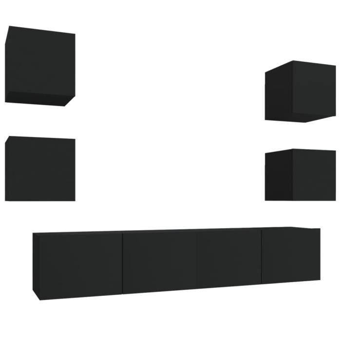 VidaXL TV Unit Set 6 Pcs Black Engineered Wood 3114255