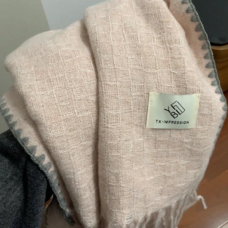 2024 Korean Style Women's Tassel Imitation Cashmere Shawl Scarf - Thick, Warm, Dual-Use, Perfect for Students and Christmas