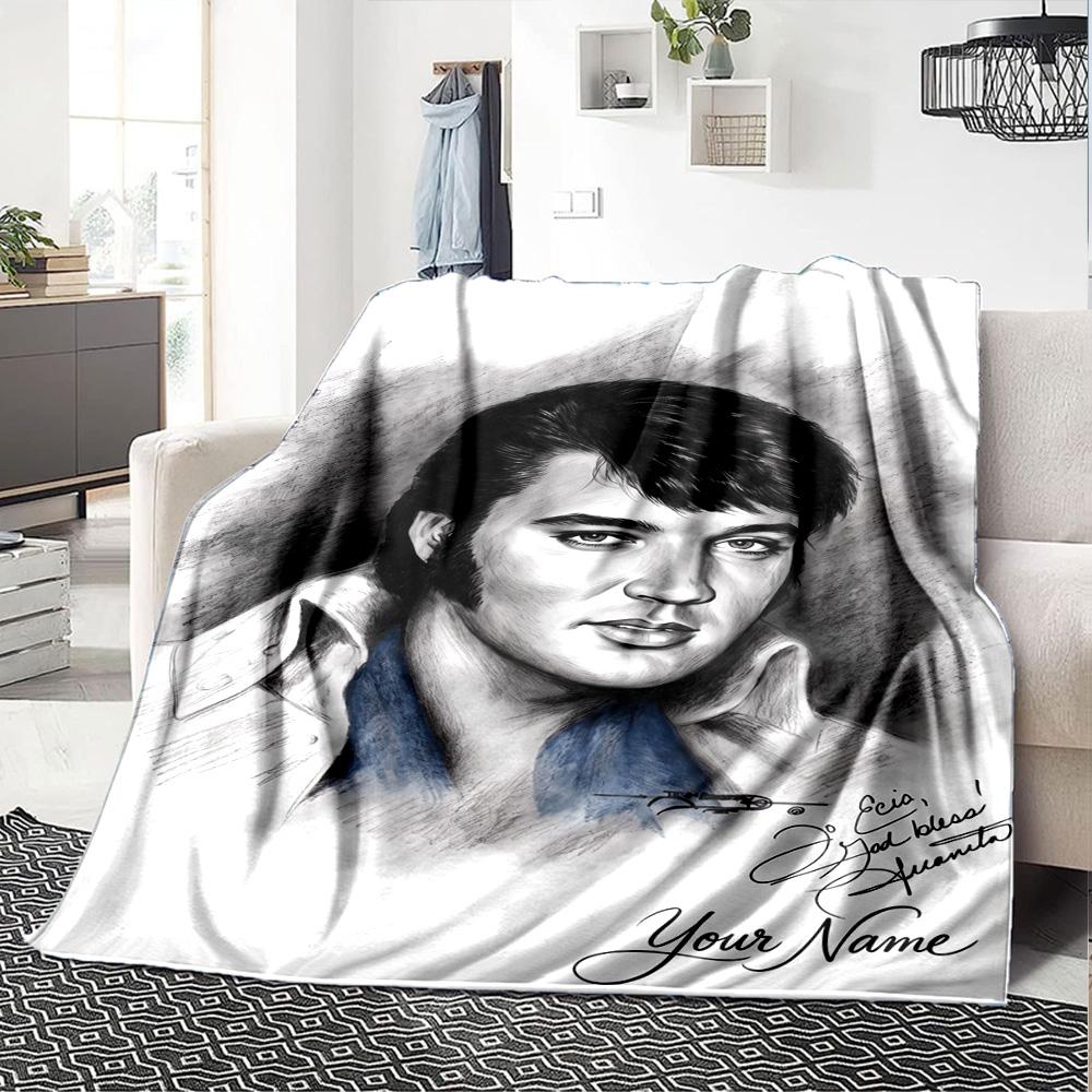 Elvis Presley Personalized Name Blanket Throw Customizable Blanket Durable Comfort Versatile for Office Office Chair Picnics Nap Four Seasons Universa