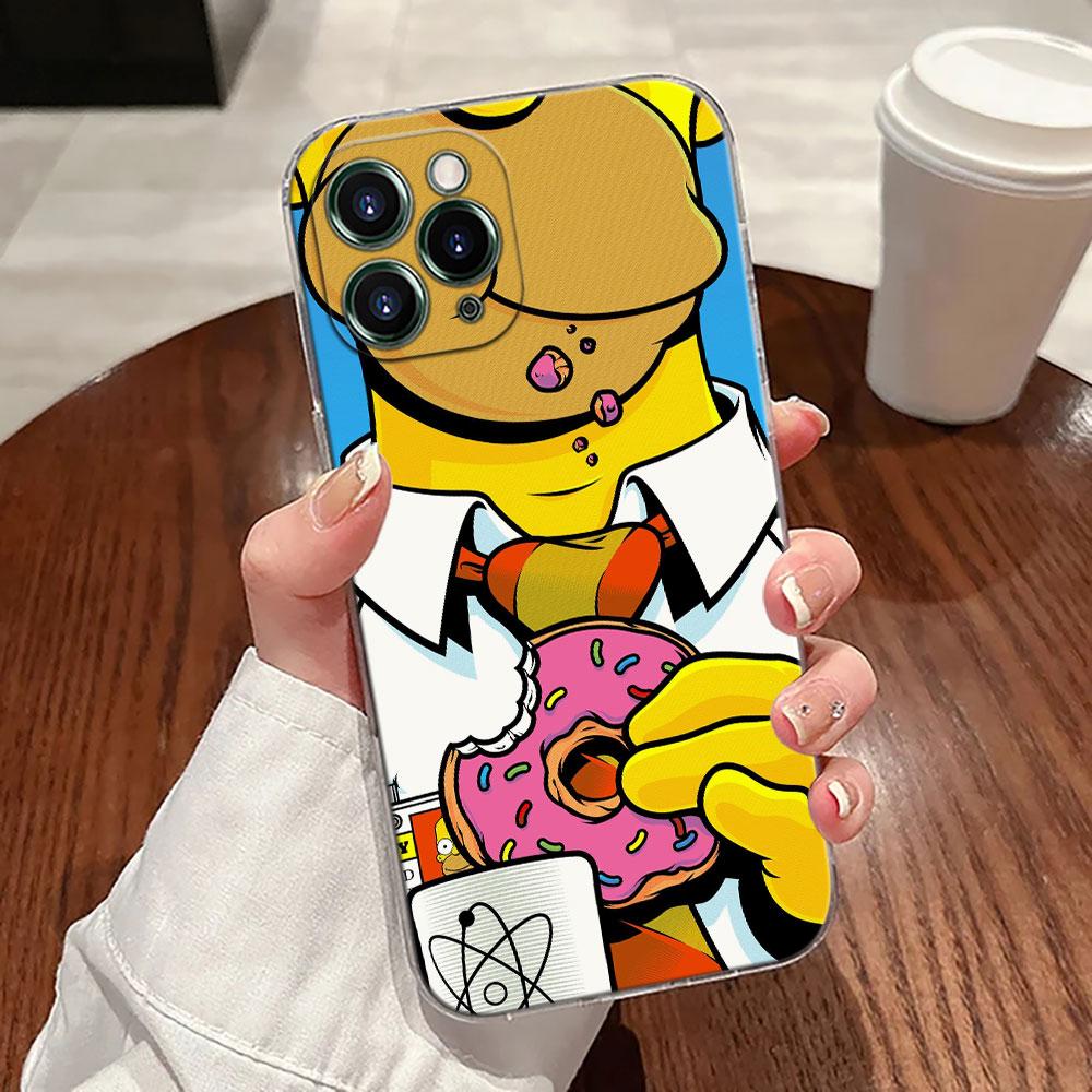 

Cartoon Homer S-Simpson-Family Transparent Phone Case For iPhone 17 Pro Max 17E 11 12 13 14 15 16 Pro Max Plus 17 Air 16E Cover iPhone 7