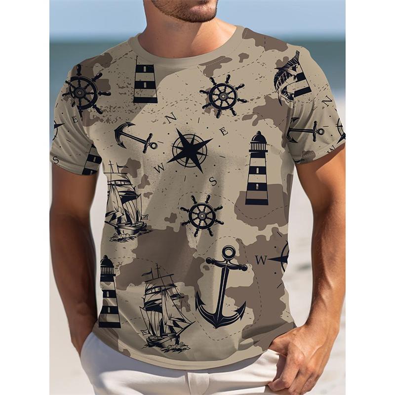 Casual Bus Graphic Beach T Shirts Fashion Summer Short Sleeve Mens Crew Neck 3D Printed T-shirts Loose Vacation Holiday Tees