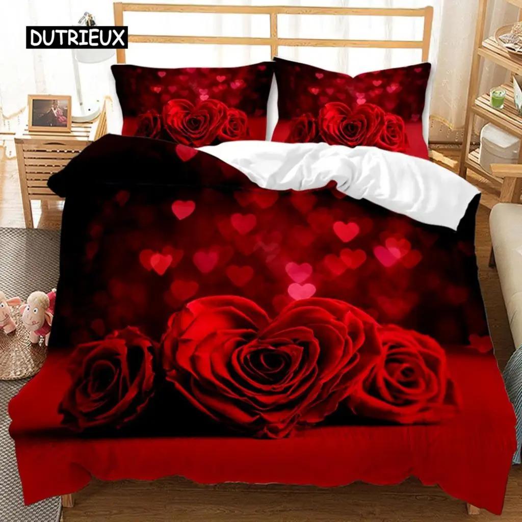 Rose Luxurious Pink Rose Pattern Bedding Set with Microfiber Material for Girls and Women