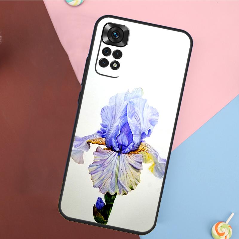 Blue Iris Flower Case For Xiaomi Redmi Note 11 Pro 11S 8 9 12 10 Pro 10S 9S Redmi 9 10 12C 9C 10C Back Cover