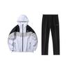 Fashion Color Block Loose Breathable Windbreaker Hooded Jacket Casual Sports Suit Unisex Outerwear AFDQ045-1+AKLU881-1