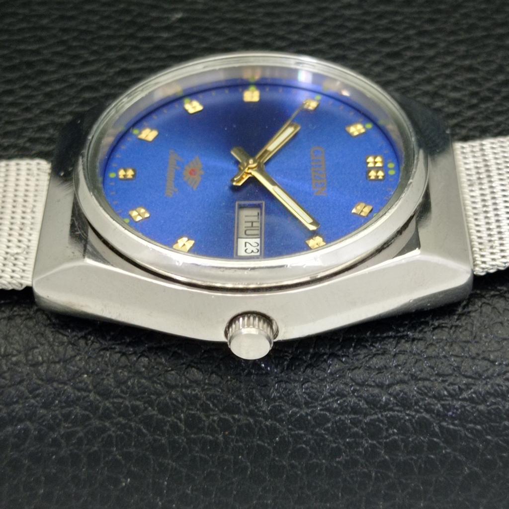 Gebrauchte Citizen Herrenuhr Automatik 8200 Japan Day&Date mit blauem Zifferblatt a432590-2 R112-a432590