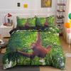 Orangutan Duvet Cover King Queen Size Cute Monkey Bedding Set Palm Leaves Tropical Botanical Polyester Comforter Cover for Adult