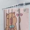 Cute Boba Tea Capybara Shower Curtain Set Funny Animal Bathroom Decor Washable Waterproof Fabric