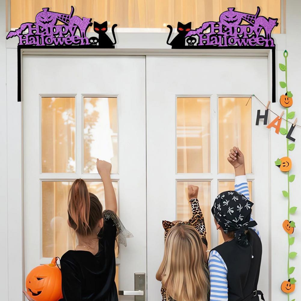 Door Corner Wooden Ornament Halloween Door Hanging Corners Sign Spooky Bat Spider Web Halloween Door Corner for Indoor