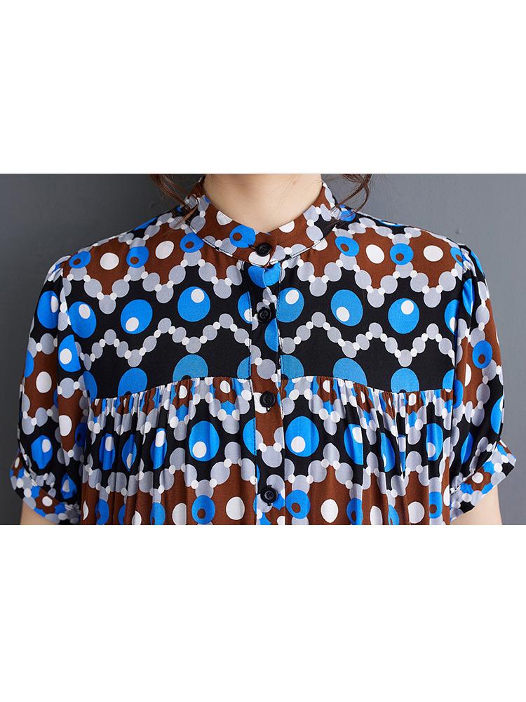 Xitao Lässiges Printkleid, lockere Mode, Kontrastfarbe, Damen ZY8692