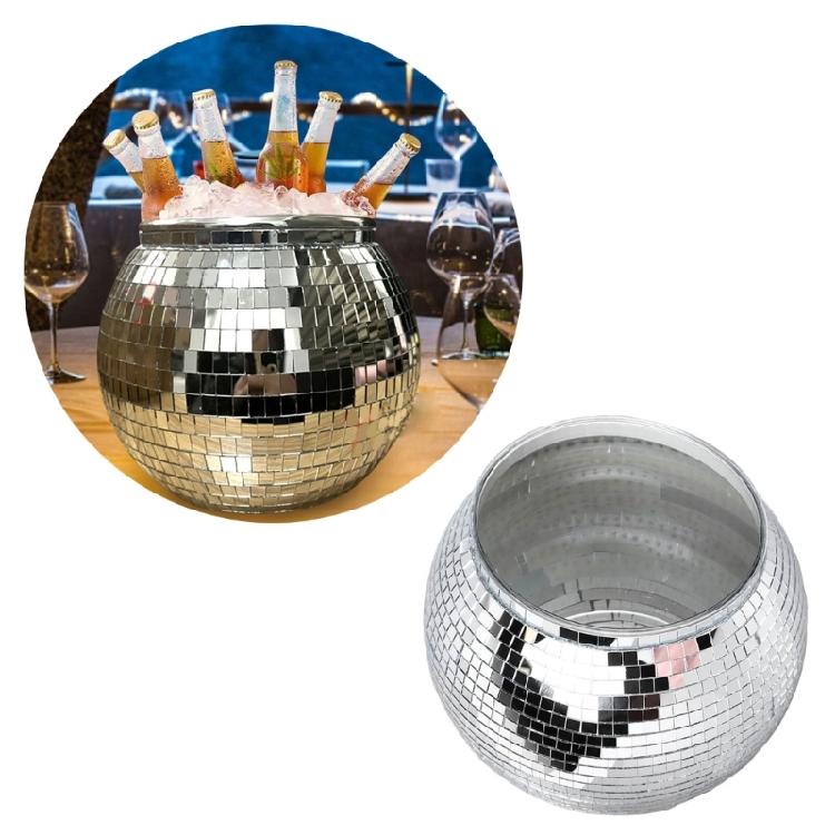 Discos Mirrored Ice Bucket Beverage Tub for Parities, Campings, Outdoor