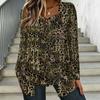 Oversized Ladies Square Neck Long Sleeve T Shirt Double Layer Front Floral Printed Loose Casual Everyday Top