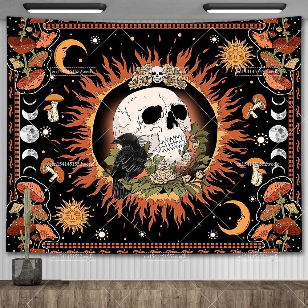 Gobelin Słońce i Księżyc Indie Hippie Mandala Niebiański Tie Dye Gobelin Tarot Astrologia Obrus na Ołtarz Estetyczny Wystrój Pokoju