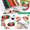 New 100Pcs/Box Yak Cow Silicone Focal Beads Printed Round Lentil Bead Kits DIY Keychain Bracelet Accessories For Jewelry Making