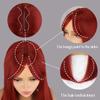 MISSQUEEN Red Wig Long Straight Middle Part Long Oblique Bangs Inward Artificial Fiber Female Wig for Daily Wear
